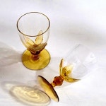 엠버컬러 스템 꽃쉐입 핸드메이드 미니와인 글라스 리큐어잔 : 린즈앤틱 이야기