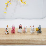 미니어처 여섯마리 토끼/ A타입 떡방아 달나라 옥토끼/봄 피규어장식 : 남대문동그라미