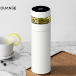quange smart thermos one touch to show temperature 316 스테인레스 스틸 차 분리 이중 벽 보온 보온 머그 : 나래온
