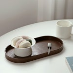 예쁜 우드 타원 나무 쟁반 예쁜 카페 커피 간식 혼밥 개인 서빙 커피 우딘 월넛 트레이 : 푸른망고