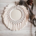 마크라메 행잉 diy 드림캐쳐 벽걸이 거울 벽장식 손뜨개 유럽풍 인테리어 라탄 테피스트리  수제 화장 조명 콤팩트 벽 태피스트리 홈 베란다 홈... 