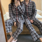 오프 체크 커플 파자마 투피스 세트 홈웨어 잠옷 신혼 홈파티 집들이선물 : 아리옹