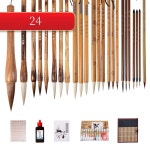 서예 동양화 민화 한국화 수묵화 붓 24개 세트 B 입문 켈리그라피 초보자 브러시 도구 : 무림스토어