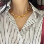 사각 스퀘어  볼드 링크 굵은 체인 레이어드 목걸이 : THE L