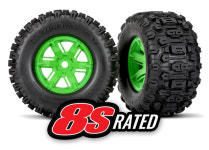 AX7774G 엑스맥스 슬래지해머 휠타이어 세트 본딩완료 2개 반대분 그린휠 X-Maxx Sledgehammer tires 이너폼 좌우한쌍 : 노윙하비