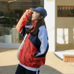 비오 배색 루즈 바람막이 집업 : 핑크시슬리