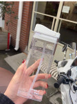 사각텀블러 그립감좋은 롱빨대 투명텀블러 : 삼십칠점이