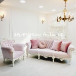 리노앤틱가구 프렌치 카페 인테리어 섬세한 조각 화이트 쉐비 앤틱 핑크 1인 소파 : 리노앤틱