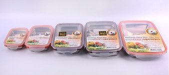 사각 스텐 찬합 5호 뚜껑 밀폐 칸막이 반찬통 용기 도시락 찬통 : 꽁 지 마 켓