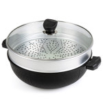 퀸센스 인덕션 멀티웍 대형 2단 찜냄비 찜솥 웍냄비 만두 대게 옥수수 호빵 찜기 32cm : 오색리빙