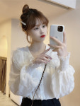 여성 신상 블라우스 쉬폰 셔츠 봄가을  신상 프렌치넥 쉬폰 블라우스 슈퍼 센티널 여성스러운 디자인-84424 : 파인애플마켓