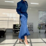 데님 셔츠 미디 스커트 셋업 스커트-데일리룩.오피스룩 추천 : 몽아미