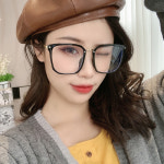 남자 여자 빅 오버사이즈 큰머리 대두 골드 블루라이트 차단 스퀘어 투명 뿔테 안경 : songlass