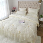 4종 세트 레이스 공주 스타일 면 핑크 이불 커버 : metaverstore