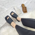 디테일 없이 깔끔한 무지 스트랩 여성 데일리 가죽 슬리퍼 : 아윤몰