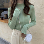 버블골드 마린 물결 슬림핏 골지니트 라임 옐로우 베이지 : 버블골드