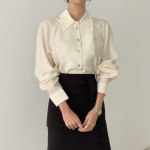 [3col]실키 여리 루즈핏 나그랑 빅카라 셔츠 블라우스 : 쿠쉬