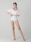 바디수트 퍼프반팔 커버업 백리스 모노키니 2컬러 : 비키니홀릭