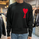 [압구정 더팩토리](당일) [AMI] 아미 빅 하트 로고 니트 스웨터  블랙 (UKS003 016 009) : 압구정 더팩토리 명품편집샵