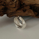 실버 925 심플 언발 오픈 볼드링 반지 (2color) : 투로우데이