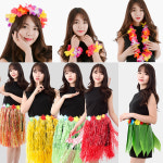 하와이안 하와이 꽃목걸이 레이 팔찌 화관 축제 파티 훌라춤 훌라 댄스 소품 : 글로비스에스