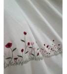 피치1000 대폭 20수 광목면 하트레드꽃 자수워싱원단 [커텐 패치 이불 원단] : 피치1000