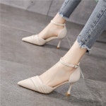 뾰족코 포인트 발목 스트랩 스틸레토힐 7.5cm MJ-224715 : 무난조이