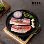 KEEP 캠핑 통 무쇠 주물 그릴 팬 25cm 인덕션 겸용 화로 1인용 불판 : KEEP