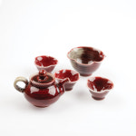 진사 물레 후파형 3인 다기 세트 전통 도자기 다도 : 성연티세라