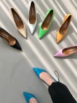 Re 성수동 수제화 소가죽 7cm 비비드 스틸레토 미들굽 펌프스 구두 : jade