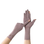 봄 여름 가을 여성 자외선차단장갑 리본장식 면 긴 두손가락장갑 : 발꼬랑내