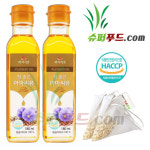 HACCP 식약처 고단백 볶음아마씨 100% 오메가3 참좋은 아마씨유 180ml 2병 + 슈퍼푸드.com 연자육 티백 2p : -  센스팜  -