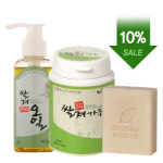 뽀얀피부만들기용 세안3종세트 (쌀겨가루+쌀겨오일+쌀겨비누) : 자연을 닮은 자연마을