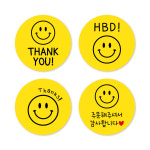 (샘플76) 스마일 스티커 구디백 데코 선물 포장 땡큐 1000매 원형 감사스티커 대용량 : 스마일원모어