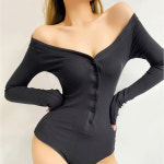 여성 바디프로필촬영 오프숄더 바디슈트 바프의상 면 올인원 골지 이너티셔츠 3컬러 : 마랑 제이