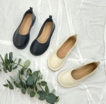 [모브딜라잇shoe] 둥근코 민자 플랫 슈즈 (블랙 아이보리) g1161 : 모브딜라잇