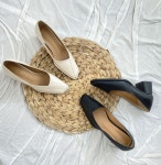 [모브딜라잇shoe] 사선 절개 라인 펌프스힐 (블랙 아이보리) g1153 : 모브딜라잇