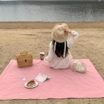 마이리틀포지 감성 피크닉매트 방수 린넨 무지 핑크 패브릭 캠핑 돗자리 : mylittleposy