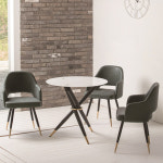 마켓비엔티 MD33 1인 체어 PU 가죽의자 식탁 책상 카페 스틸 철제 : 마켓비엔티