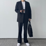 남자봄자켓 베이지 남자오버핏블레이저 남자마이 : 모노폴로지