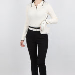 여성 골프바지  와이드 밴딩 뱃살보정  일자 벨트 빅사이즈  여성골프웨어 : 베일리화이트