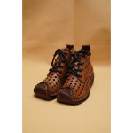 통가죽 천연 소가죽 여성용 중년 엄마 할머니 고급 수입 여성 워커 펀칭 샌들 : 맹가미 가죽공방