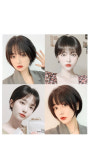 [H6056] 100% 인모 여성가발 보브컷 머쉬룸 숏컷 통가발 간편착용 단발가발 : MoMowig