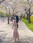 벚꽃 가든 쉬폰 롱 플라워 원피스 : 비자스민