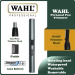 콧털 코털 정리기 제거기 wahl 마이크로 퍼스널 펜 트리머 디테일러 헹굴 수 있는 교체 가능한 눈썹용 헤드가 있는 위생적인   그루밍 네크라인... 