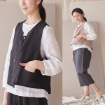 생활한복 개량한복 절복 법복 단추 린넨 마 조끼 : 생활한복 우리옷 윤슬