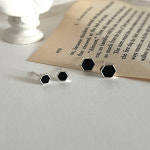 925실버 육각 블랙 난집 귀걸이 은귀걸이 : 얼링미