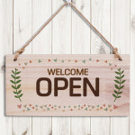 나무 표지판 안내판 오픈 open 잠시외출중 팻말 문패 표찰 영업중 간판 주문 제작 W3 : 뭉키데코