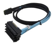 SAS 케이블 SFF-8087 to SFF-8482 x 4 with SATA 전원 / 1m : 붐테크