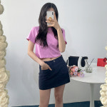 1+1 어썸 면 베이직 라운드 무지 여자흰티 크롭 레이어드 반팔 티셔츠 : 모어룸 주식회사